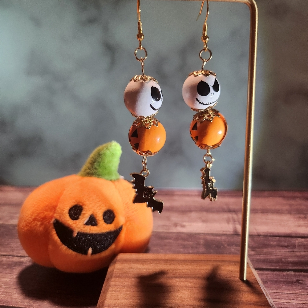 Jack skellington pumpkin earrings